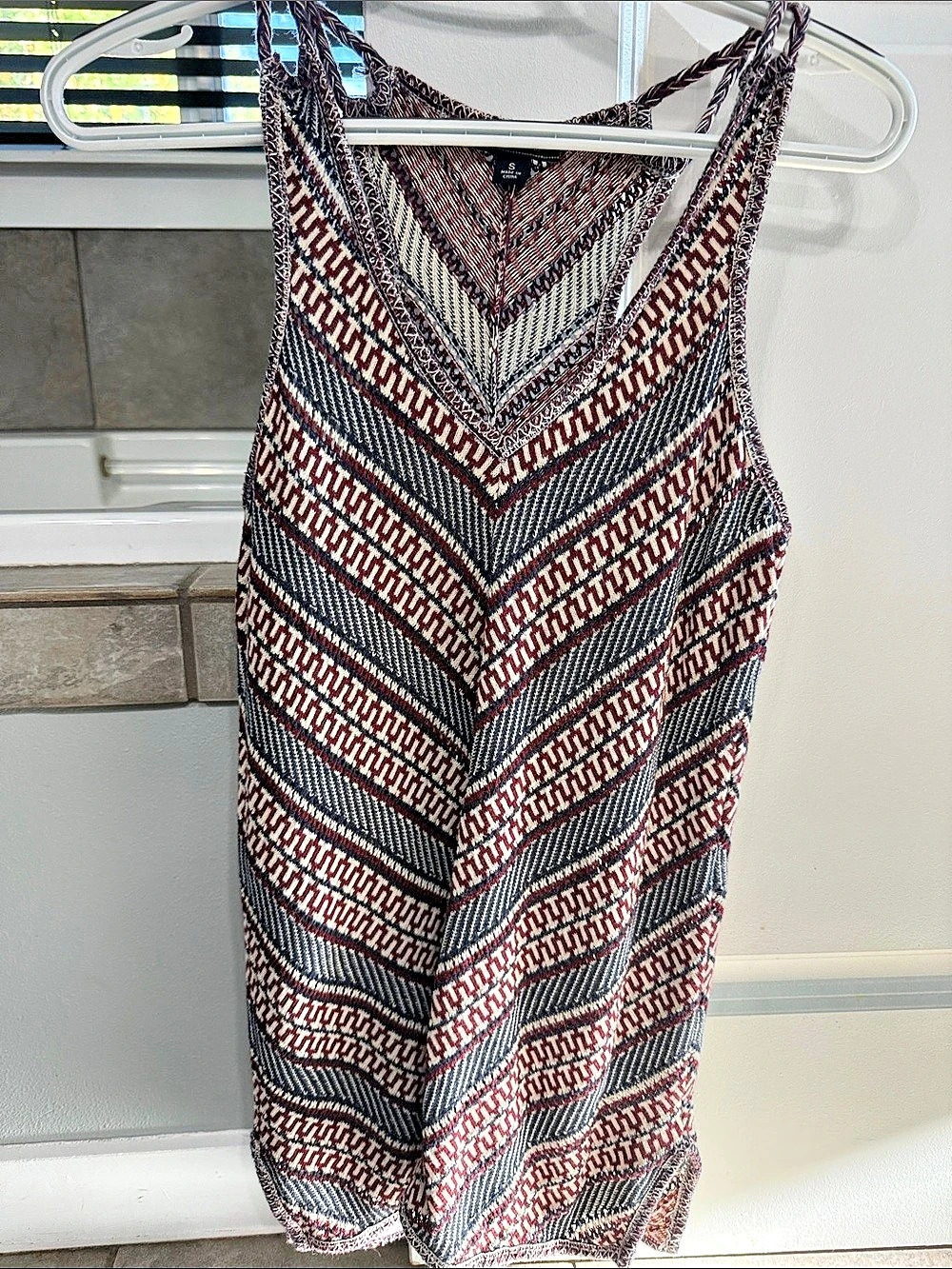 Lucky Brand Geometric Mini Dress in Black & Red Size Small